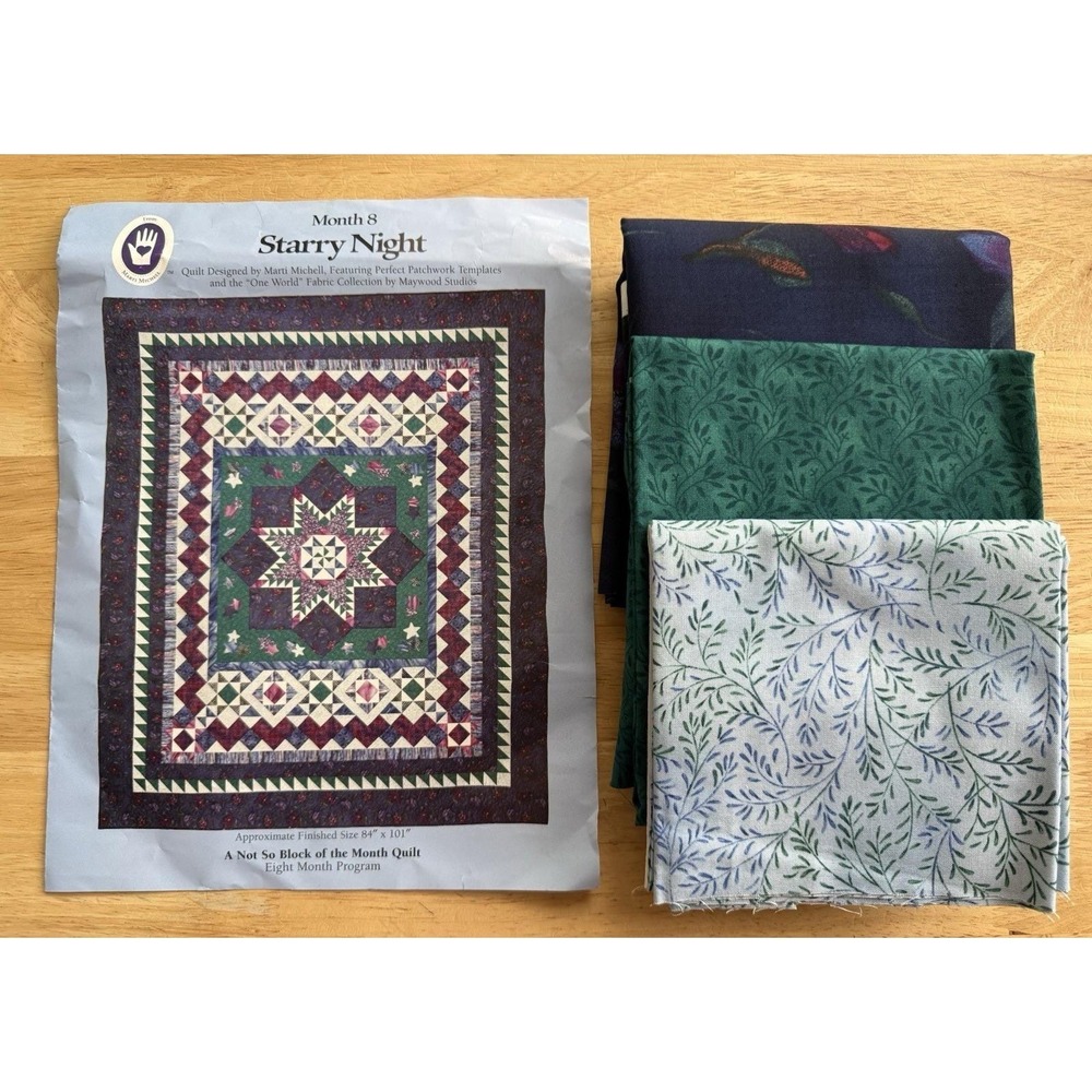 Starry Night Month 8 A Not So Block Of The Month Quilt Block w Fabric M. Michell